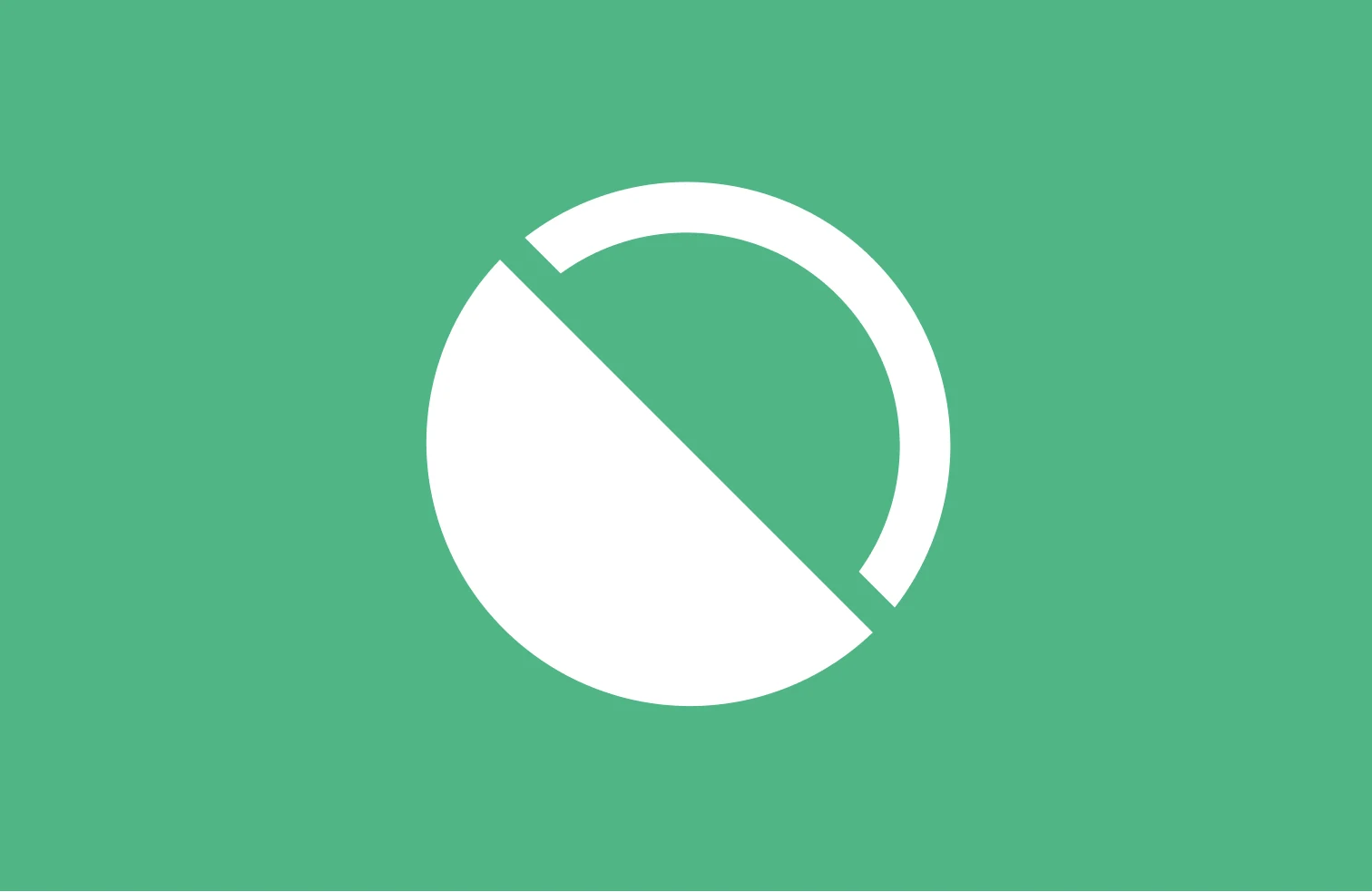 White diagonally divided circular halfByte graphic on its original green field.