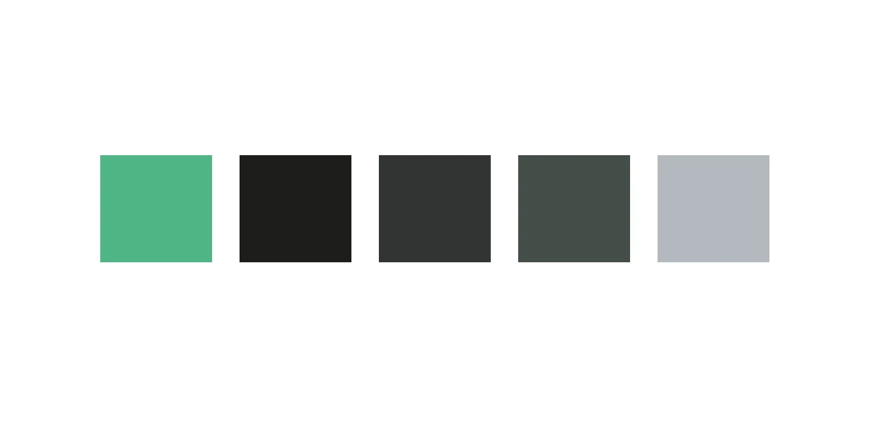 Historical halfByte palette showing green and four charcoal, dark gray and neutral gray swatches.
